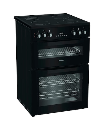 Hotpoint HTE6VDCB1 60cm Electric Twin Cooker with Multiflow - Black + Install