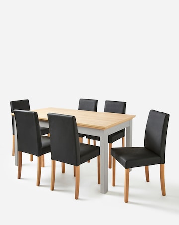 Julipa Ashford Table with 6 Ava Faux Leather Chairs