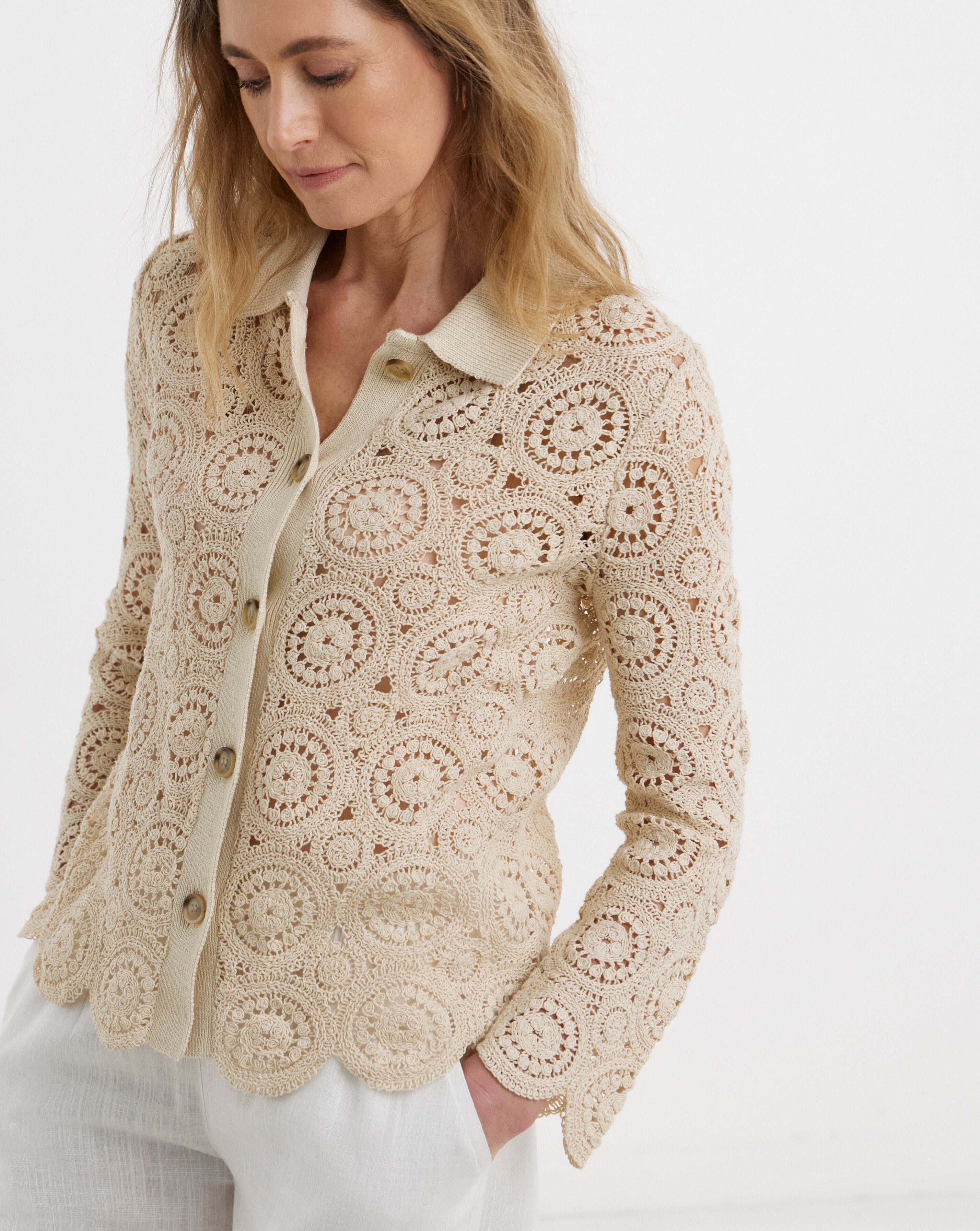 Crochet Knitted Overshirt | JD Williams