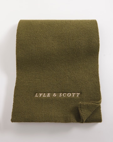 Lyle & Scott Olive Logo Ribbed Scarf