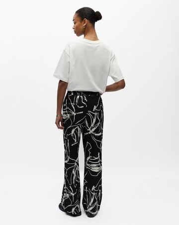 OBJECT Linen Blend Printed Wide Leg Trouser