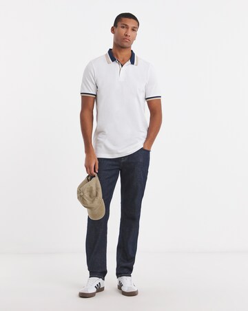 Tipped Pique Polo Shirt Long- White