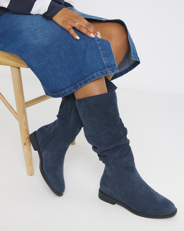 Pebble Knee High Ruched Boots - Extra Wide Fit (EEE) & Super Curvy Calf