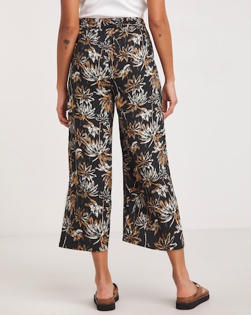 Palm Print Spun Viscose Pull On Culotte