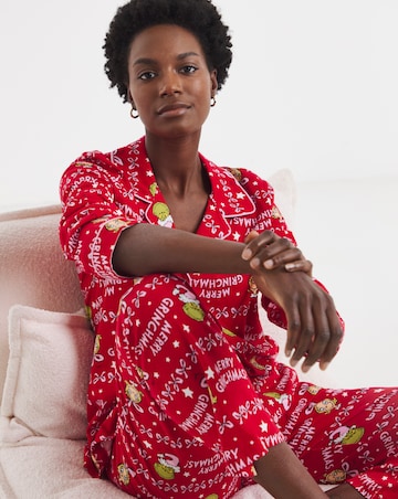 Grinch Christmas Button Through Cotton Pyjama Set