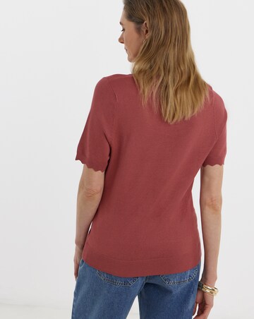 Scallop Hem Short Sleeve Jumper