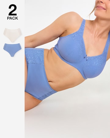 Pretty Secrets (2 Pack) New Sarah Cotton Full Fit Knickers Blue/Cream