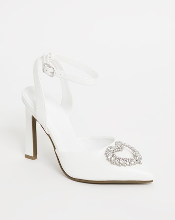 Amelia Heart Trim Heeled Court Shoes - Wide Fit (E)