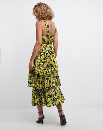 Joanna Hope Satin Tiered Maxi Dress