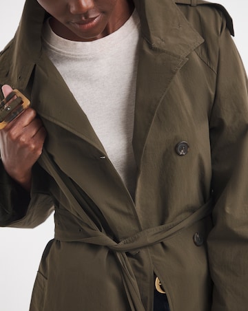 Khaki Funnel Neck Trench Coat