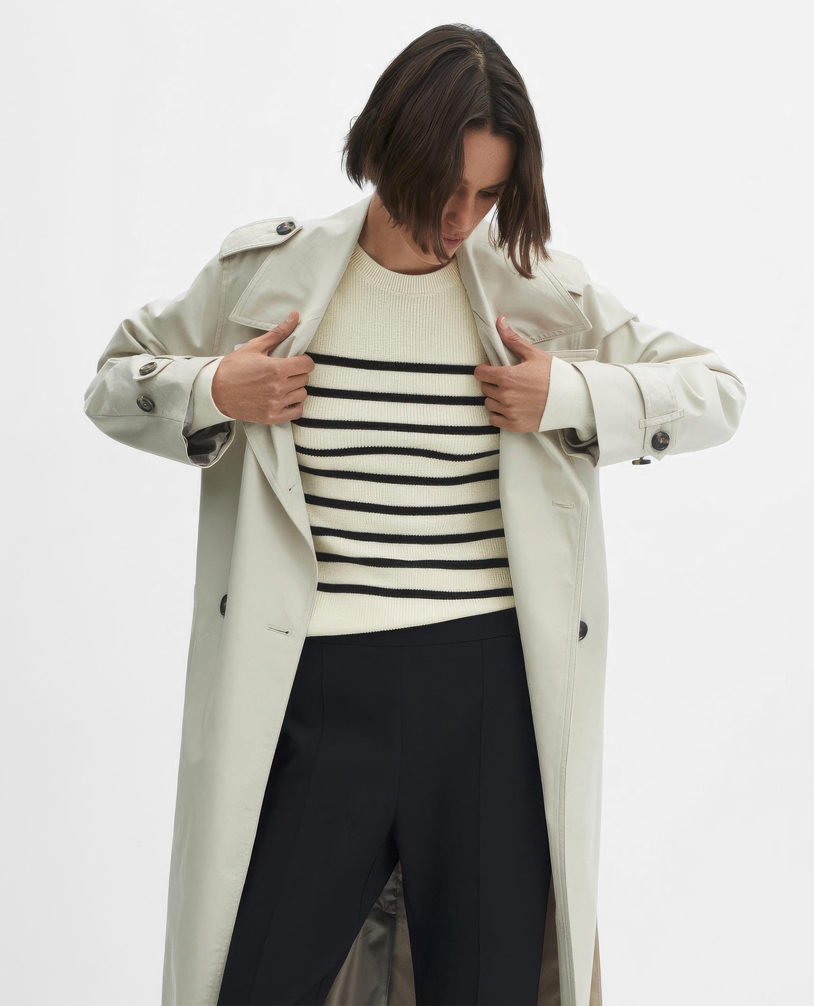 Woman wearing a coat from Mango