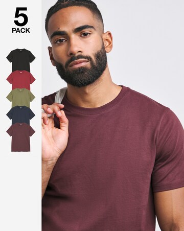 5 Pk Pure Cotton Crew Neck T-Shirts Long