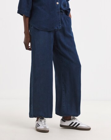 Blue Lyocell Balloon Leg Jogger Jeans