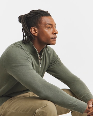 Cotton 1/4 Zip Funnel Knit Top