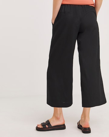 Black Linen Mix Wide Leg Culotte