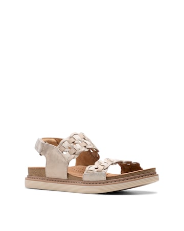 Clarks Metallic Arwell Glide Woven Strap Leather Sandal Standard Fit