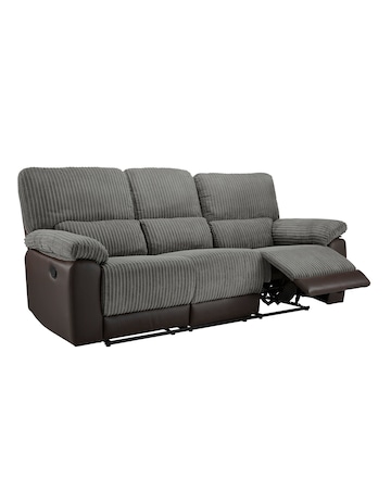 Harlow Fabric/Faux Leather Recliner 3 Seater Sofa
