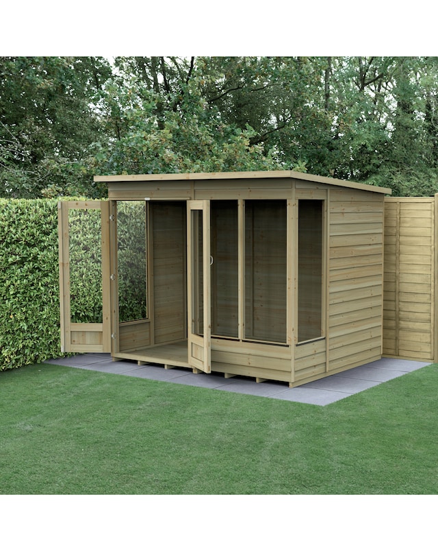 Forest 4LIFE Pent Summerhouse 8x6 - Double Door - 4 Window (Home Delivery)