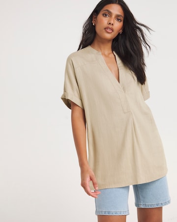 Linen Mix Tunic Top