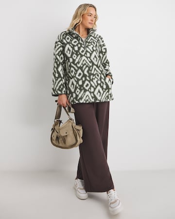 Aztec Borg Longline Quarter Zip Jacket