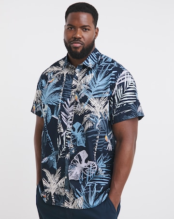 Jack & Jones Hawaii Print Shirt - Navy