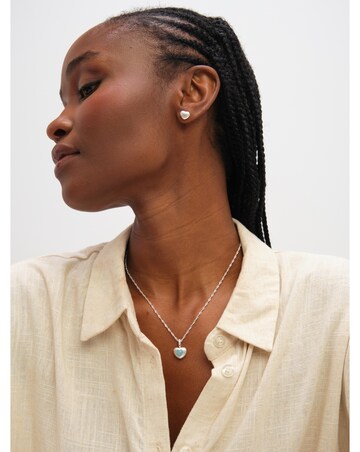 Inicio Sterling Silver Plated Satin Heart Set - Gift Box