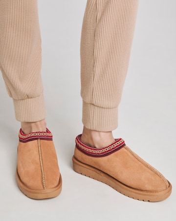 Reese Suede Embroidery Mule Slipper Extra Wide EEE Fit
