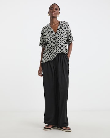 Printed Linen Mix Tunic Top