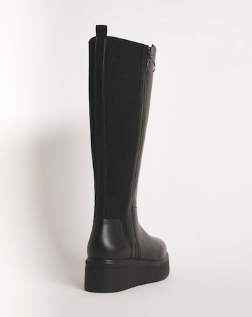 Kayley Wedge Knee High Boots Ex Wide Fit Super Curvy Calf