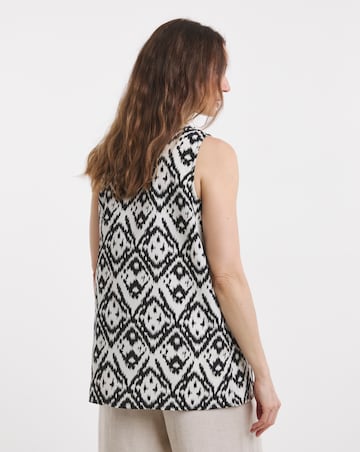Printed V Neck Woven Vest