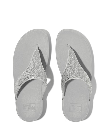 Fit Flop Silver Lulu Crystal Toe-Post Sandals -Standard Fit (D)