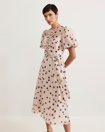 Phase Eight Nicola Spot Ruffle Midi Dress