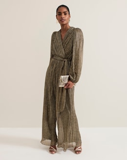 Phase Eight Alli Gold Textured Jumpsuit