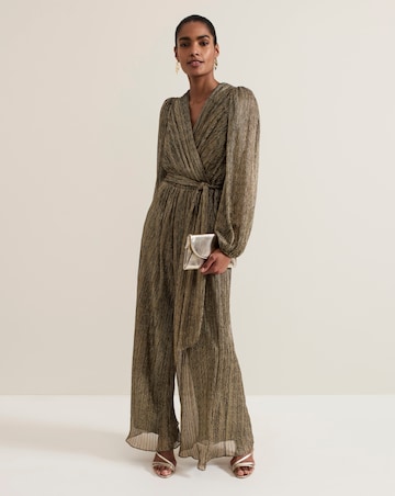 Phase Eight Alli Gold Textured Jumpsuit