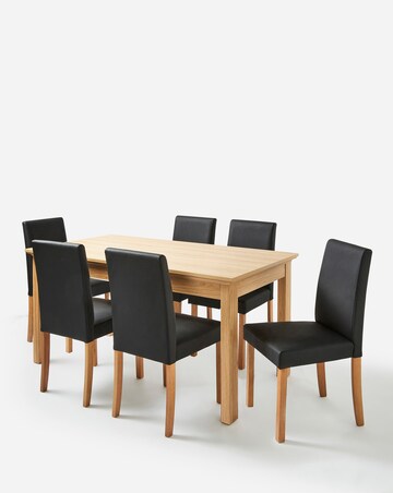 Julipa Ashford Table with 6 Ava Faux Leather Chairs