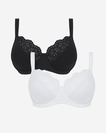 Pretty Secrets (2 Pack) New Jane Full Cup Wired Bras (D-K) Black/White