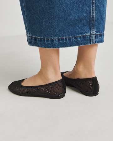 Luminous Embellished Mesh Ballet Flats - Wide Fit (E)