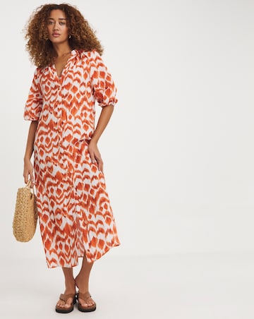 Printed Crinkle Kaftan Dress