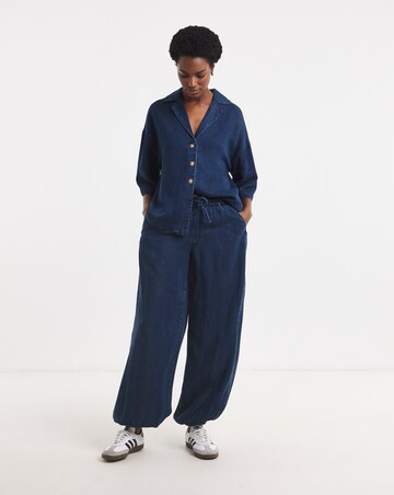 Blue Lyocell Balloon Leg Jogger Jeans