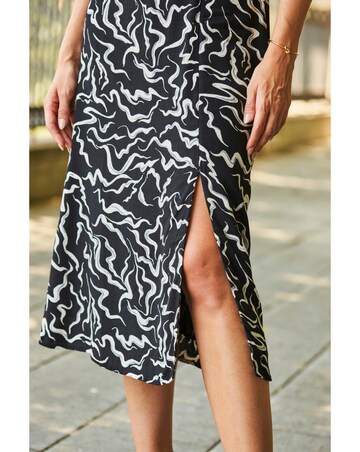 Sosandar Abstract Print Midi Dress with Keyhole Detail