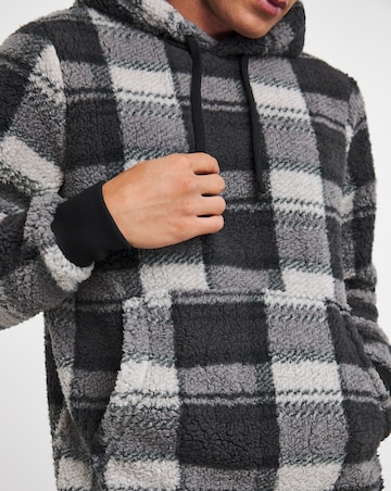 Borg Fleece Check Lounge Hoody