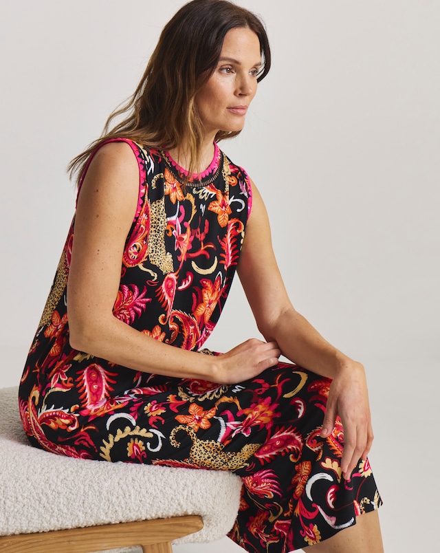 Figleaves Blanket Stitch Maxi Nightie Leopard Print