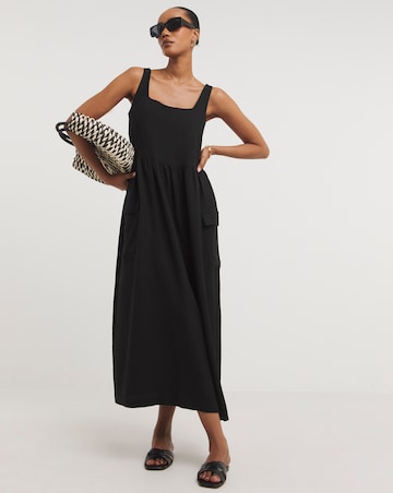 Textured Fabric Pinafore Dress