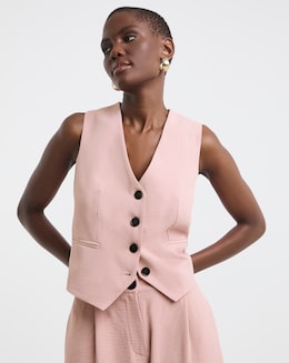 Textured Button Front Waistcoat