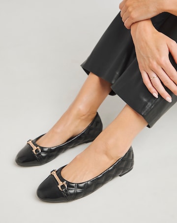 Indiyaya Toe Cap Snaffle Ballerina Shoes - Extra Wide Fit (EEE)