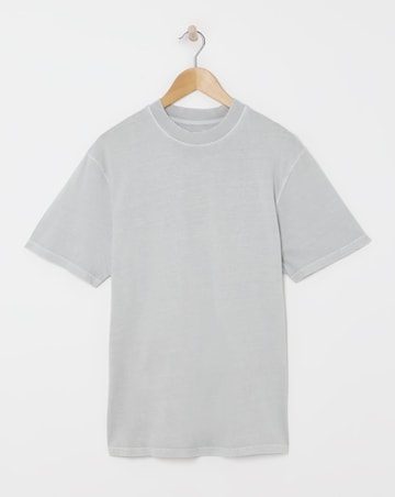Relaxed Fit Acid Wash T-Shirt- Grey