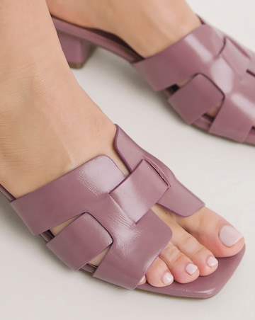 Sara Woven Mule Block Heeled Sandals - Wide Fit (E)