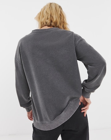 Acid Wash Henley Sweatshirt