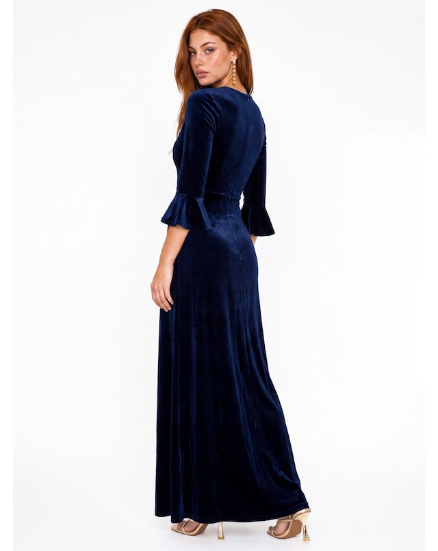 Maya Deluxe V Neck Velvet Maxi Dress