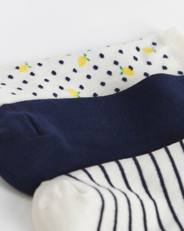 Pretty Secrets (5 Pair Pack) Trainer Liner Socks (Wide Fit) Lemon Stripe